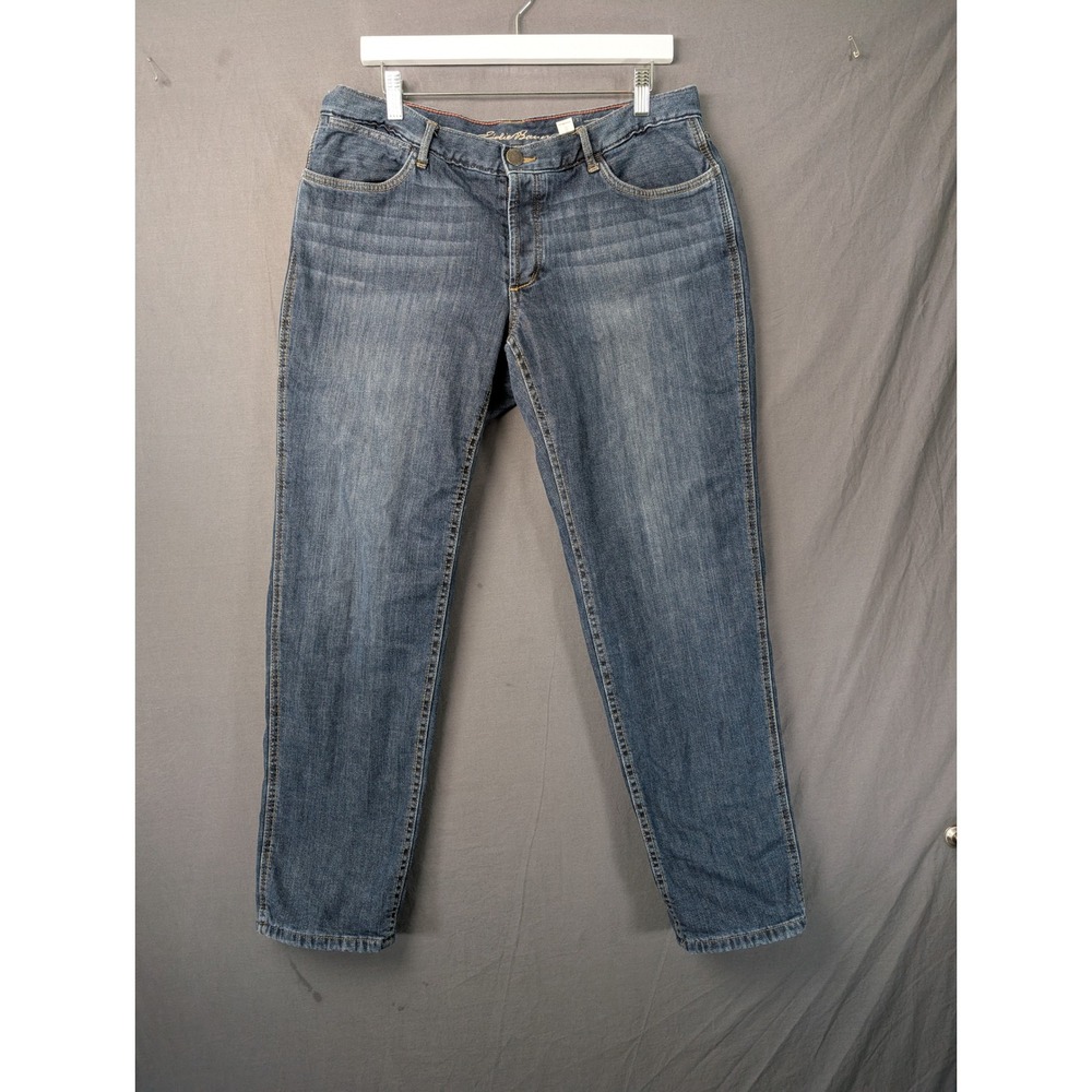 Eddie Bauer Flannel Lined Jeans Womens 12 Blue Denim Straight Leg